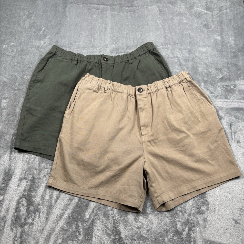 Cove USA Shorts Men 38 5" Khaki Elastic Waist Stretch Cotton Twill Bundle